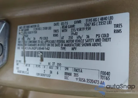 2015 Ford Escape Titanium from USA, damaged, VIN 1FMCU9J92FUB46142